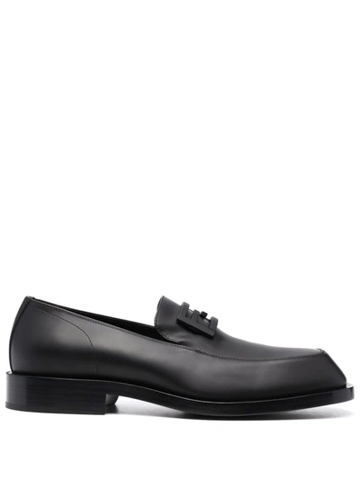 Fendi Ff Baguette-motif Loafers In Black