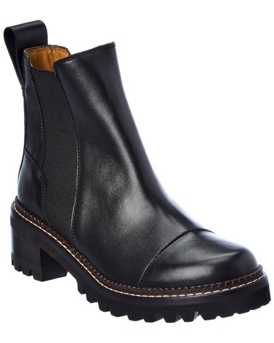 See By Chloé See By Chloe Mallory Leather Stretch Booties In Black