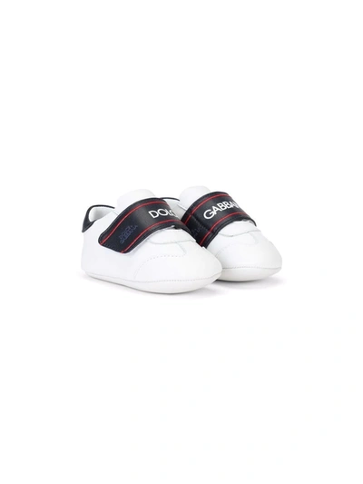 Dolce & Gabbana Babies' Logo-print Touch-strap Sneakers In White