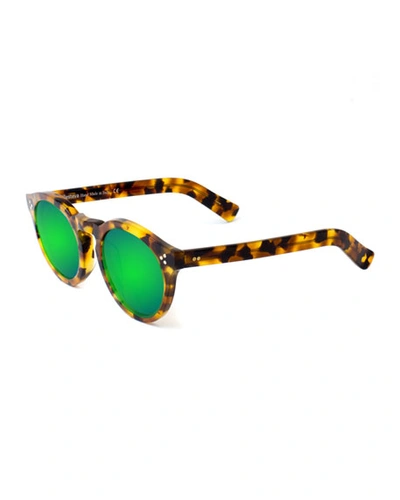 Illesteva Leonard Ii Mirror Sunglasses, Tortoise/green