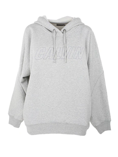 Calvin Klein Logo Hoodie In Grey