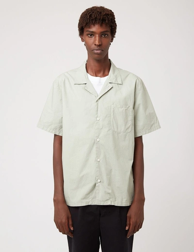 Bhode Revere Collar Shirt (italian Poplin) In Green