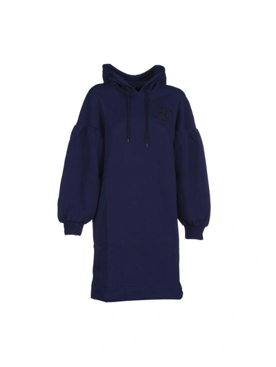 Msgm Hooded Dress In Blue