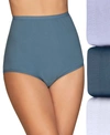 Vanity Fair Women's 3-pk. Perfectly Yours Cotton Brief Underwear 15320 In Blue Assorted