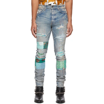 Amiri Blue Vintage Quilt Art Patch Jeans In Clay Indigo ModeSens
