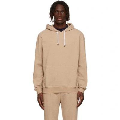 Beige French Terry Hoodie In C6424 Tan