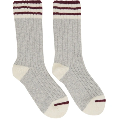 Brunello Cucinelli Grey Cashmere Rib Knit Socks In Gray
