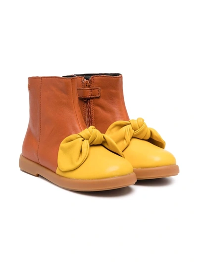 Camper Knot-detail Boots In 橘色