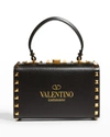 Valentino Garavani Alcove Rockstud Leather Box Top Handle Bag In Black
