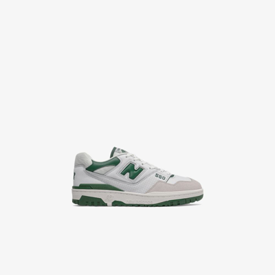 New Balance White And Green Bb550 Leather Sneakers