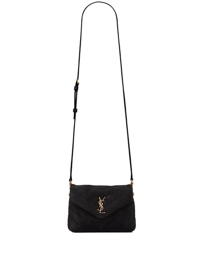 Saint Laurent Loulou Toy Quilted Suede Crossbody Bag In 1000 Nero