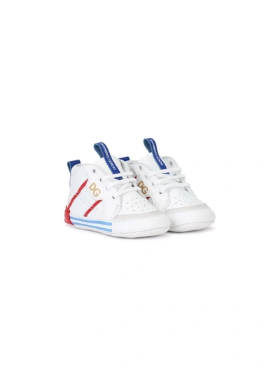 Dolce & Gabbana Babies' Logo-print High-top Sneakers In White