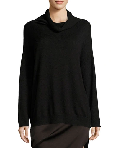 Halston Heritage Long-sleeve Funnel-neck Oversized Sweater In Black