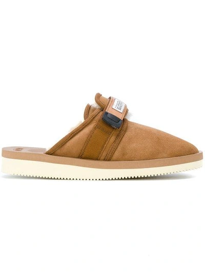 Suicoke Zavo-vm2 Shearling-lined Sliders In Brown