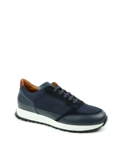 Bruno Magli Men's Holden Mix Media Sport Lace Up Sneakers Men's Shoes In Navy/navy Nylon