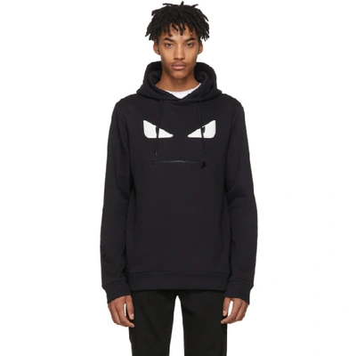 Fendi Black 'bag Bugs' Zip Mouth Hoodie