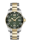 Longines Men's Swiss Automatic Hydroconquest Two-tone Stainless Steel Bracelet Watch 41mm In Green