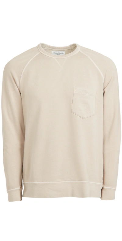 Officine Generale Chris Crewneck Fleece Sweatshirt In Burnt Sand