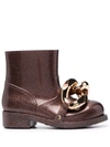 Jw Anderson Chain-detail Glitter Rubber Ankle Boots In Bronze
