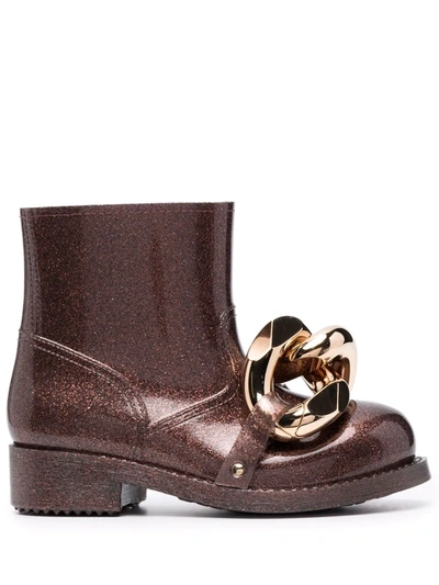 Jw Anderson Chain Rain Bootie In Metallic