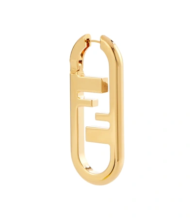 Fendi Monogram-plaque Push-lock Earring In Gold