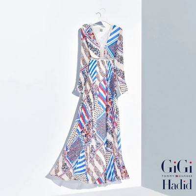 Tommy Hilfiger Pure Silk Printed Maxi Dress Gigi Hadid - Gigi Patchwork Prt  Snow White | ModeSens