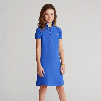 Polo Ralph Lauren Kids' Toddler Girls Cotton Mesh Polo Dress In New Iris Blue