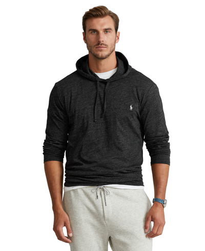 Polo Ralph Lauren Men's Big & Tall Jersey Hooded T-shirt In Black Marl Heather