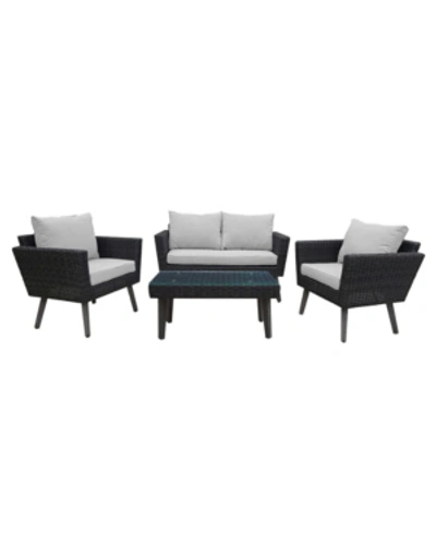 Dukap Kotka 4 Piece Outdoor Patio Sofa Seating Set With Cushions In Dark Gray