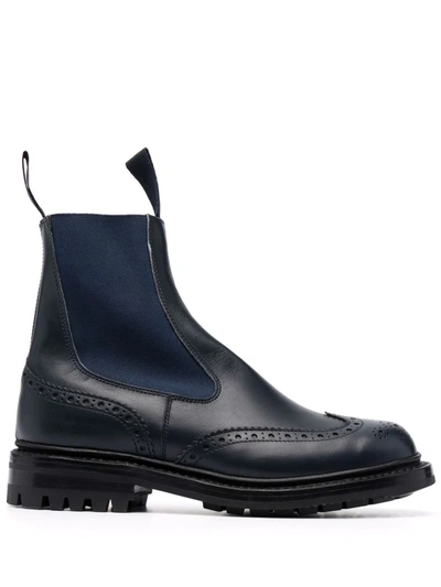Tricker's Silvia Perforated Ankle Boots In Blau