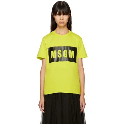 Msgm Green Box Logo T-shirt