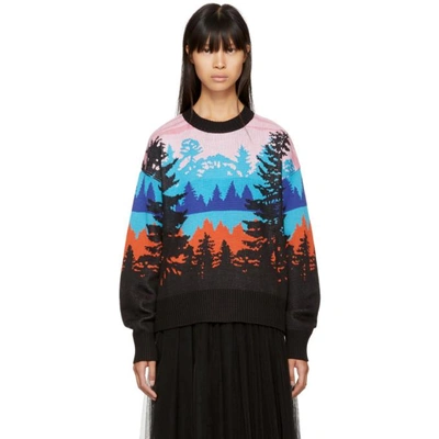 Msgm Landscape Intarsia Sweater In Multicolor