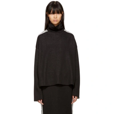 Msgm Black Logo Tape Turtleneck