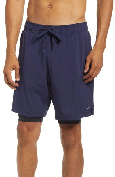 Alo Yoga French Terry Chill Shorts In True Navy