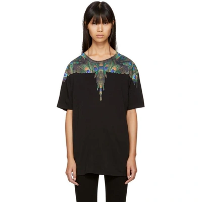 Marcelo Burlon County Of Milan Feathers Printed Cotton T-shirt In Black