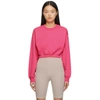 Alo Yoga Pink Devotion Crewneck Pullover Sweatshirt In Neon Pink