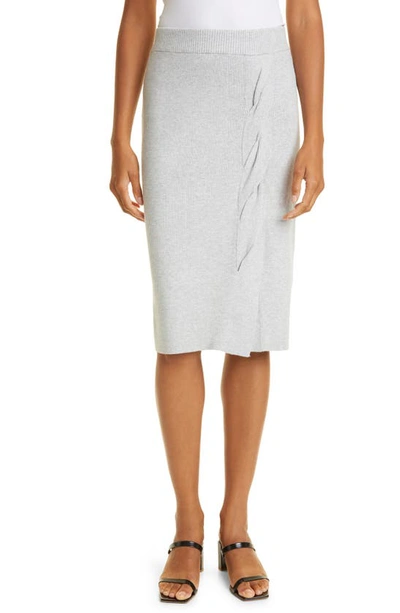 Milly Twisted Cable Ribbed Skirt In Heather Grey