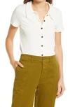 Madewell Rib Polo Button-front Tee In Lighthouse