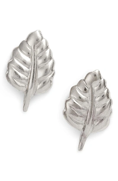 Set & Stones Eden Leaf Stud Earrings In Silver