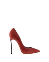 Casadei 120mm Blade Suede & Patent Leather Pumps, Burgundy