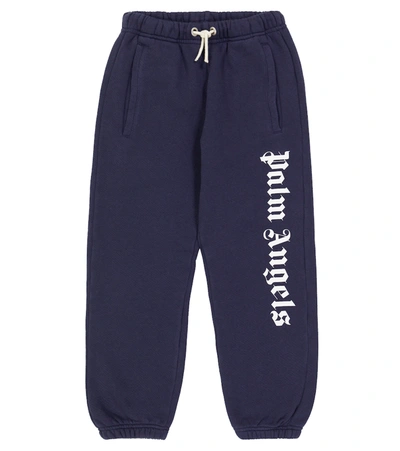 Palm Angels Kids' Logo-print Relaxed Track Pants In Blue