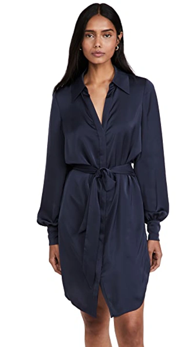 Ramy Brook Ayla Tie-front Shirtdress In Navy