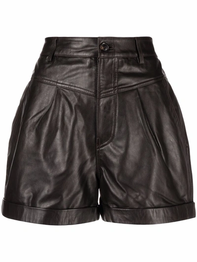 Ba&sh Ba & Sh Leandro Leather Shorts In Marron