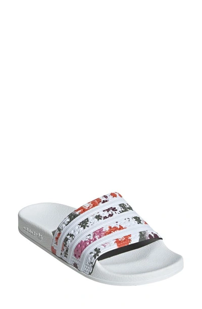 Adidas Originals Adidas Women's Adilette Slide Sandals In White/ White/ White