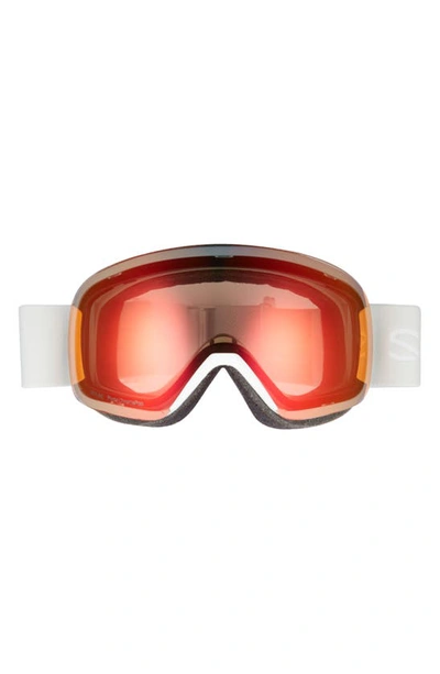 Smith Skyline 215mm Chromapop Snow Goggles In White Vapor Photochromic Red