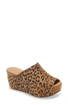 Chocolat Blu Wynn Peep Toe Mule In Brown Leopard Suede