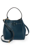 Tory Burch Mcgraw Small Leather Bucket Bag In Federal Blue