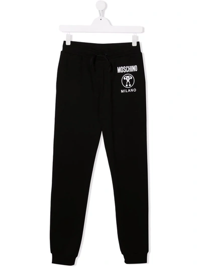 Moschino Kids' Logo-print Cotton Track Trousers In Black
