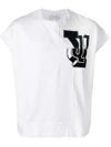 Facetasm Chest Print Shortsleeved Sweatshirt In White