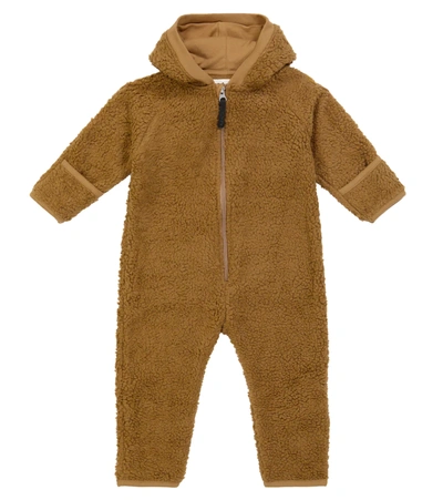 Molo Babies' Umeko Zipped Hooded Cotton-blend Onesie In Brown